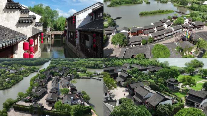 江苏常熟沙家浜风景区航拍