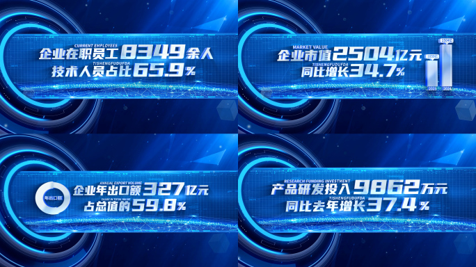 企业蓝色科技数据文字包装展示