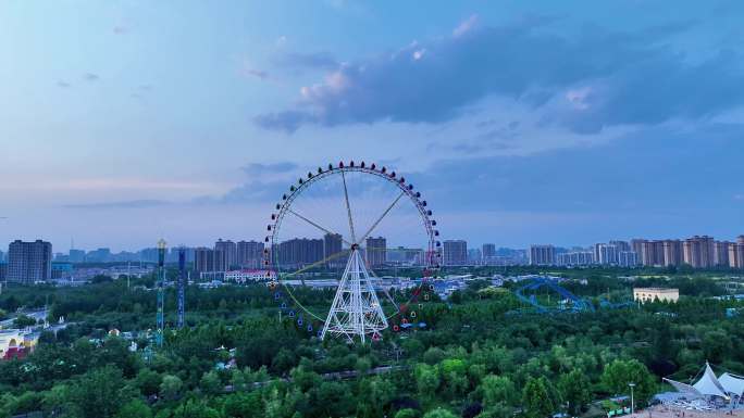 邢台城市地标七里河摩天轮智跑公园同心岛