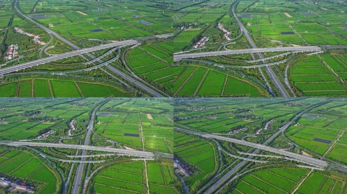 4K高速立交互通延时摄影 高速公路延时