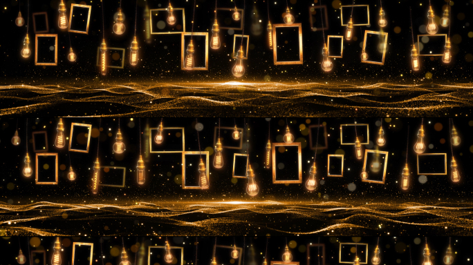 抒情唯美金色粒子相框灯泡舞台背景