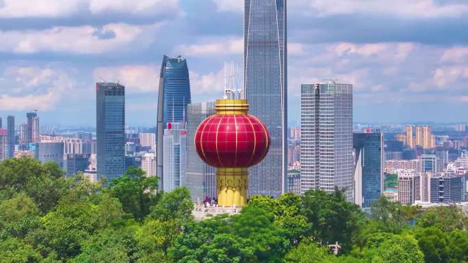 东莞市旗峰公园航拍旅游景区景点城市地标大