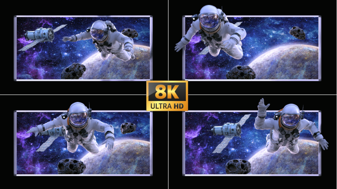 8k 裸眼3d 宇航员 太空 星球素材