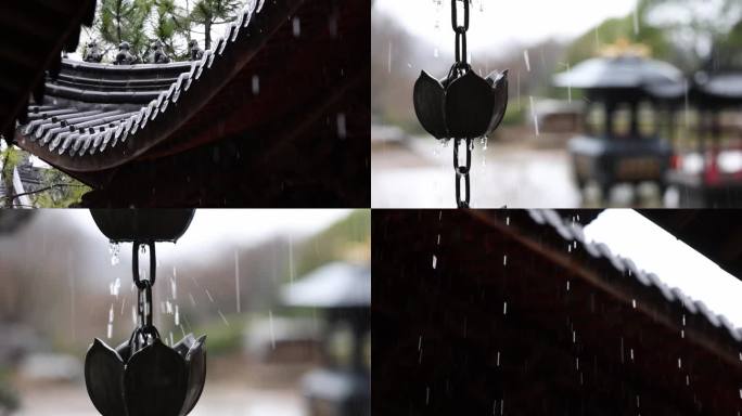 4K屋檐下的滴水 中式建筑古风古代