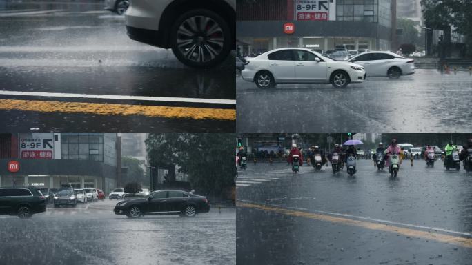 大雨街景-慢镜头