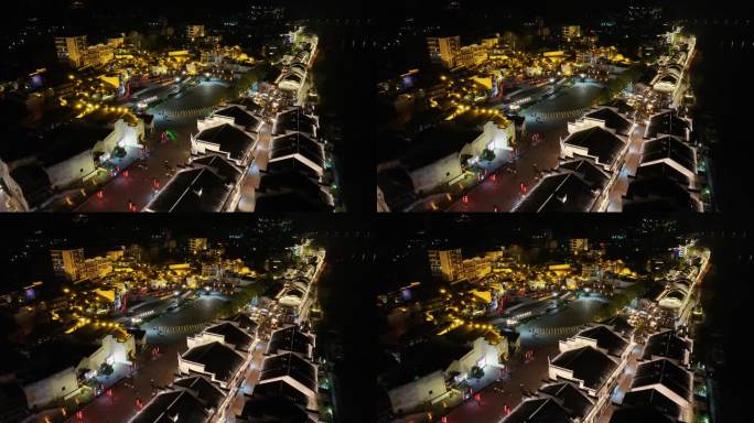 湖南怀化洪江古商城航拍夜景风光