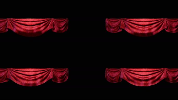 飘动欧式舞台布料，窗帘飘动，红色帘幕