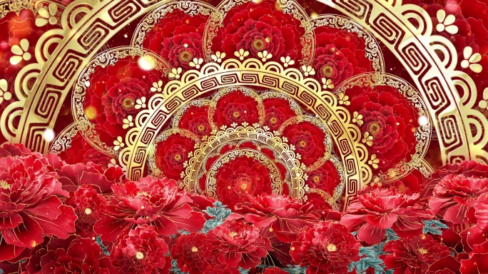 华丽中国风牡丹花大屏八