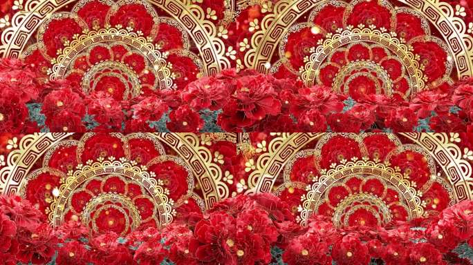 华丽中国风牡丹花大屏八