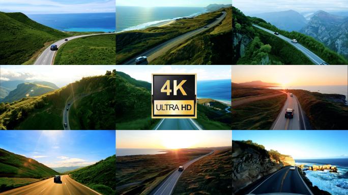 4K汽车行驶新能源汽车山路行驶合集