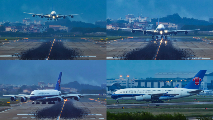 南航A380空中巨无霸震撼降落广州机场