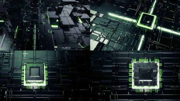 大数据城市芯片科技穿梭片头_C4D模型