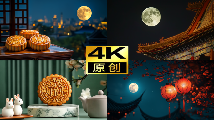 元宵节中秋月亮月饼大闸蟹河灯天灯屋檐灯笼