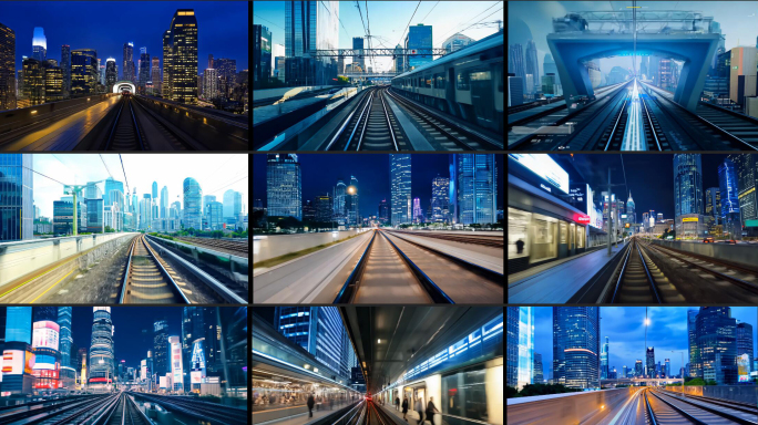 地铁在隧道城市里穿梭第一视角