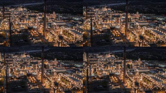 一个化学场所的夜间鸟瞰图