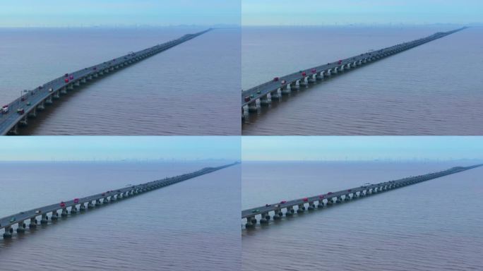 航拍上海东海大桥 跨海大桥 海上交通运输