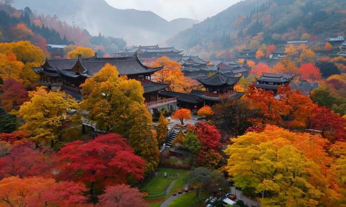 古建 秋天 秋天古建 古建秋景 秋天宫殿