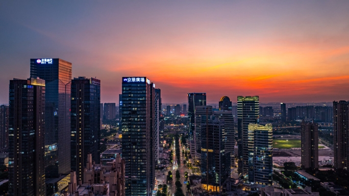 南海桂城金融高新区B区中央大道夜景延时
