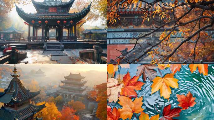 古建 秋天 秋天古建 古建秋景 秋天宫殿
