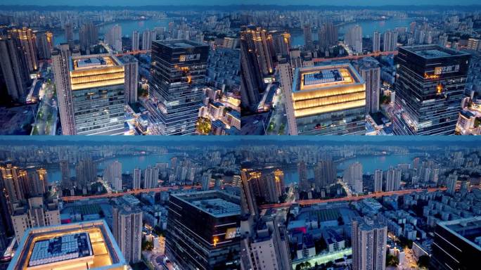 九龙坡万象城写字楼夜景重庆城市灯火航拍