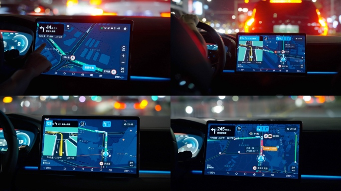夜晚开车汽车车机导航