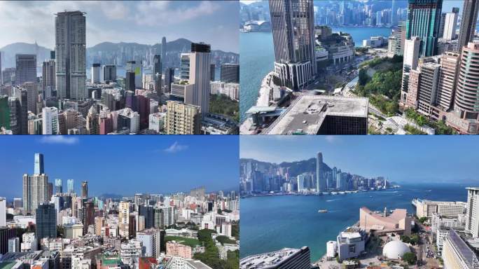 4k香港航拍维多利亚港合集