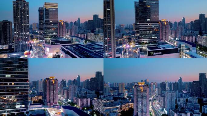 城市繁华中心重庆九龙坡万象城夜景高楼车流