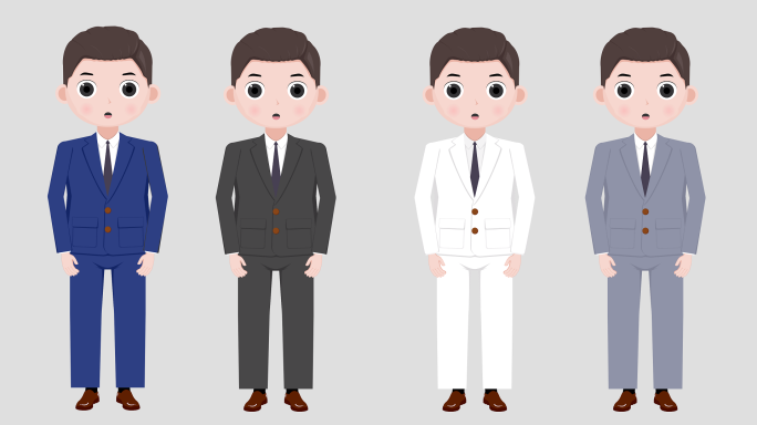 灰色西装男讲解员卡通人物动画Ae模板
