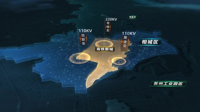 蓝色科技感区域规划地图动画AE模板-1