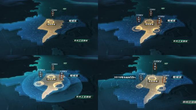 蓝色科技感区域规划地图动画AE模板-1