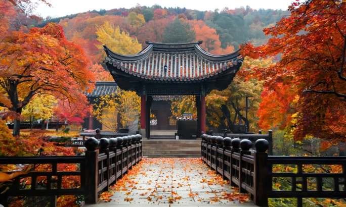 古建 秋天 秋天古建 古建秋景 秋天宫殿