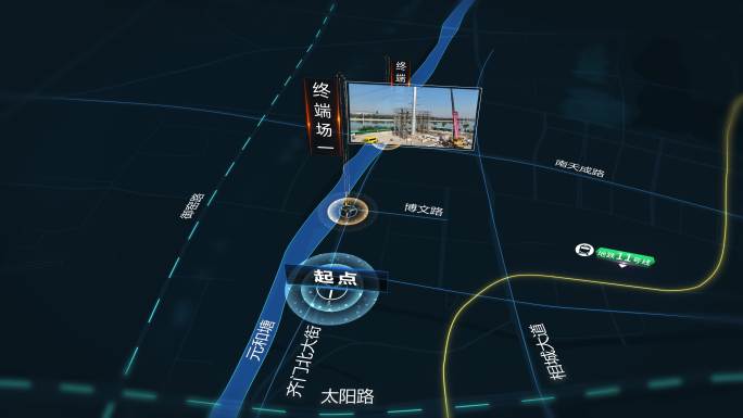 蓝色科技感区域规划地图动画AE模板-2