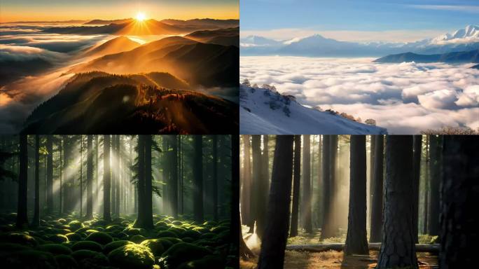 日出 云海 森林