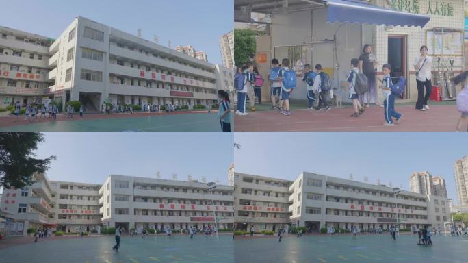 小学生有序排队放学场景