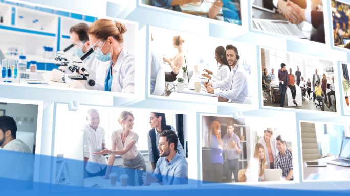 超宽屏企业照片墙照片展示图片排列AE模板