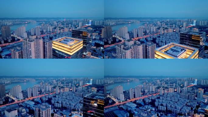 重庆城市航拍空镜九龙坡万象城夜景城市江景