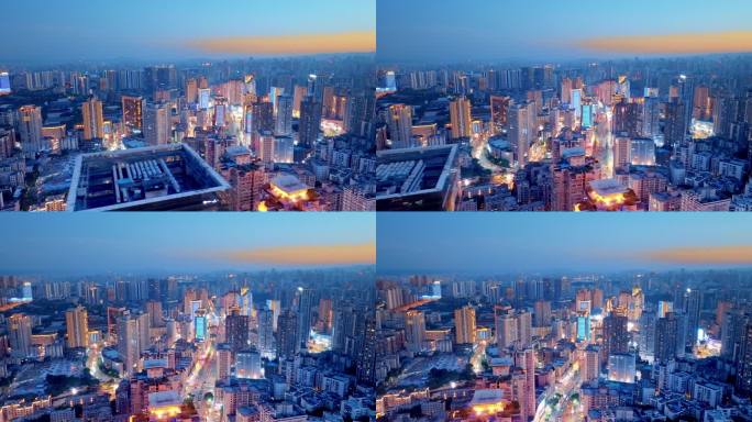 重庆九龙坡万象城航拍空镜城市夕阳繁华都市