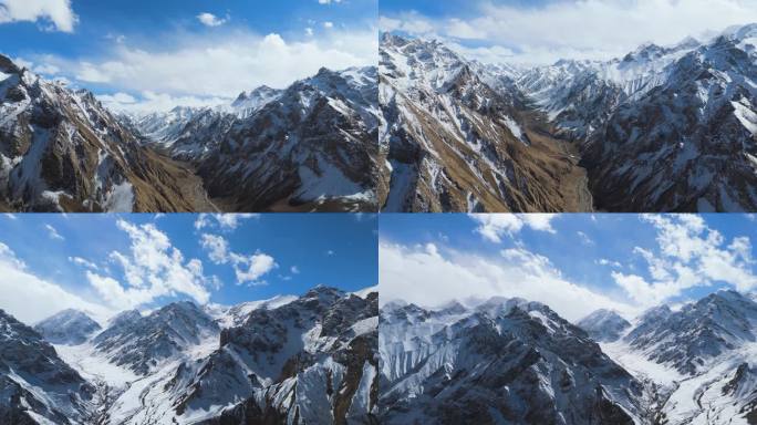 昆仑山脉 薄雪 航拍 高原