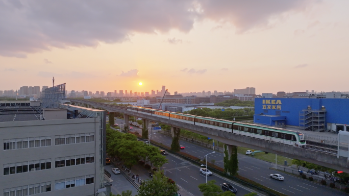 【4K】无锡地铁航拍/地铁落日航拍