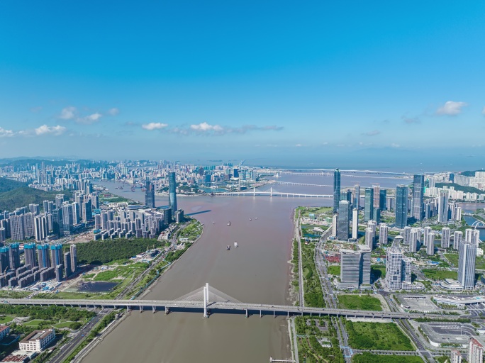 2024航拍珠海横琴和澳门城市风光延时