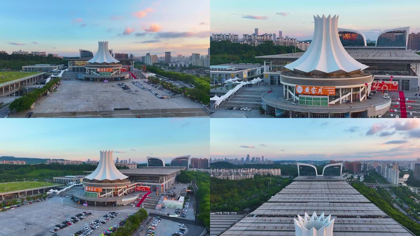 广西南宁国际会展中心航拍青秀区城市地标