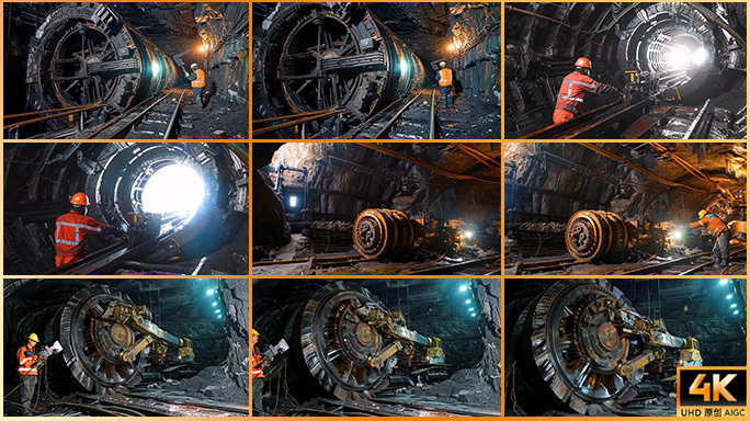 井下 煤矿 矿井 井下作业片头空镜素材