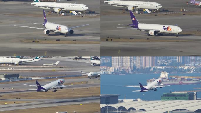 联邦快递Fedex波音777货机香港起飞