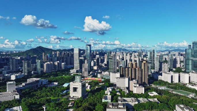 航拍深圳科技园500强企业深大高清延时