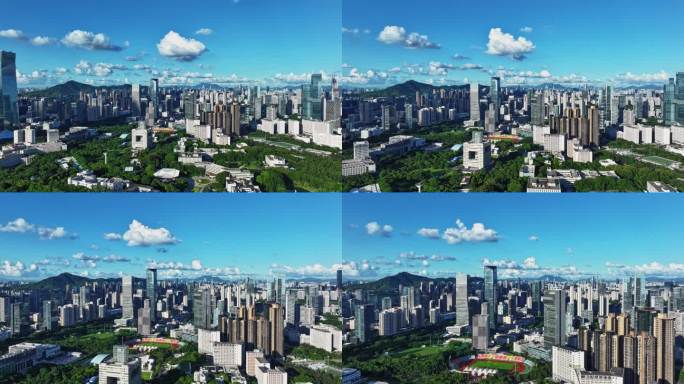 航拍深圳科技园500强企业深大高清延时