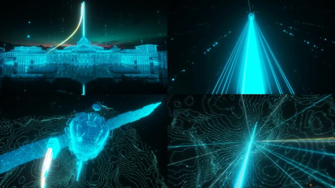 科技粒子建筑卫星穿梭c4d工程文件