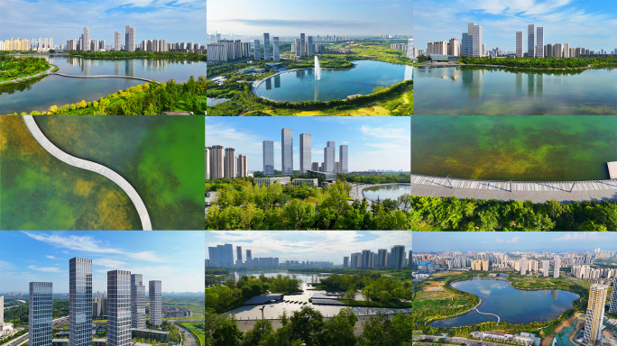 成都双流区怡心湖公园航拍延时