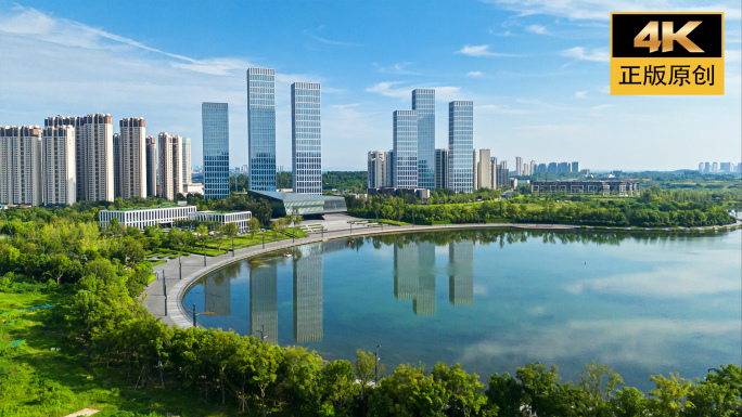 成都双流区怡心湖公园航拍延时