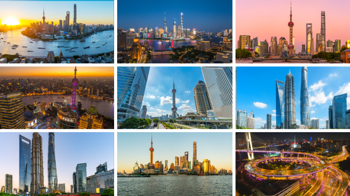 上海 上海地标延时合集 外滩陆家嘴金融城