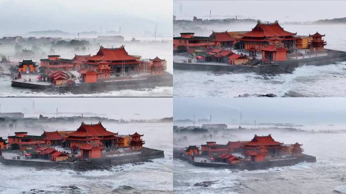 海天佛国洛伽寺平流雾仙气飘飘